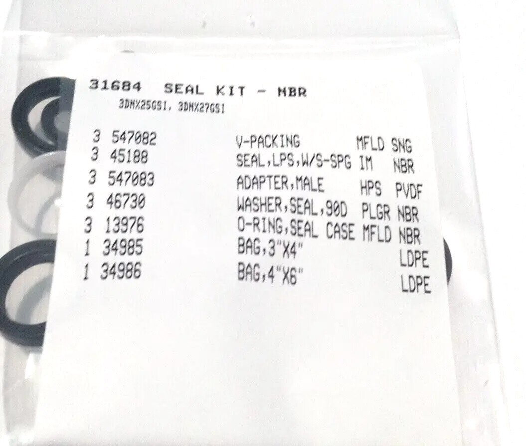 31684 SEAL KIT FOR CAT PUMP 3DNX SERIES PUMPS 3DNX25GSI, 3DNX27GSI, 3GXT30