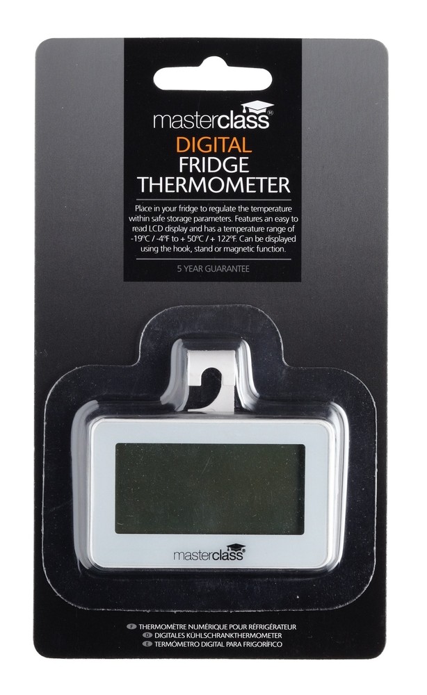 MasterClass Fridge Thermometer, Digital Thermometer with Hook, Stainless Stee...