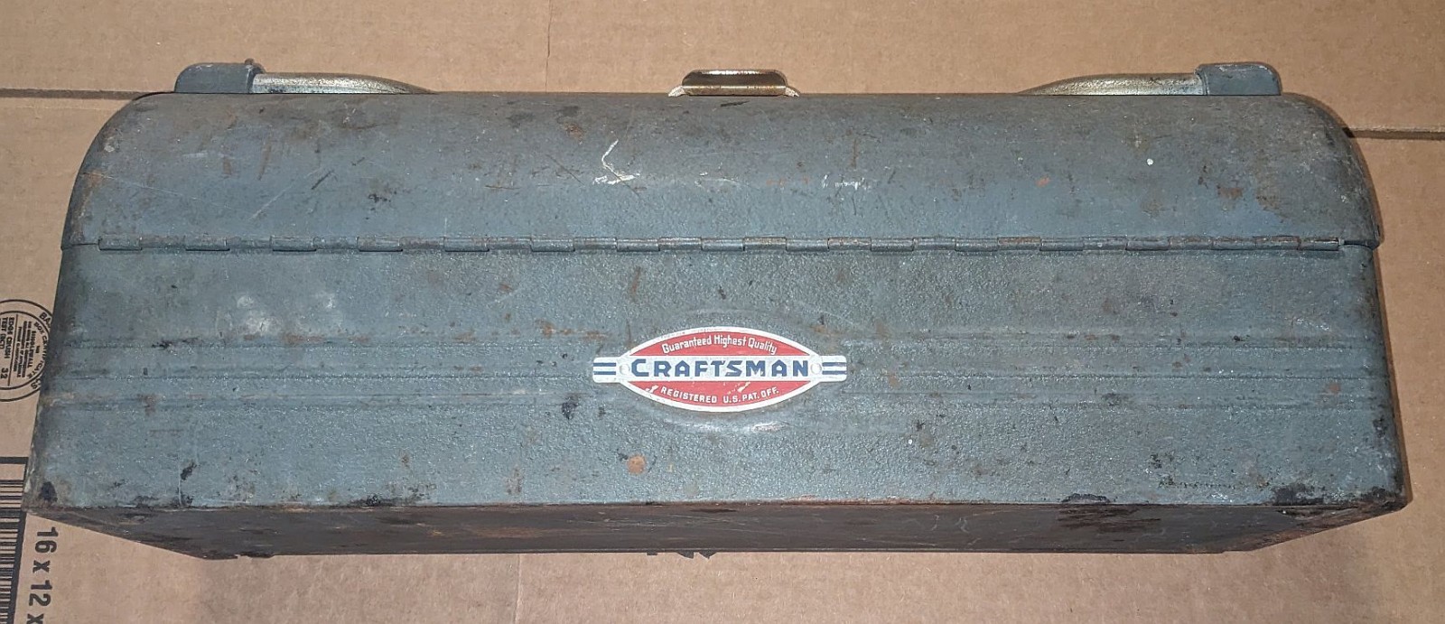 Vintage Craftsman Tool Box Lunch Box Tombstone Dome Style Metal