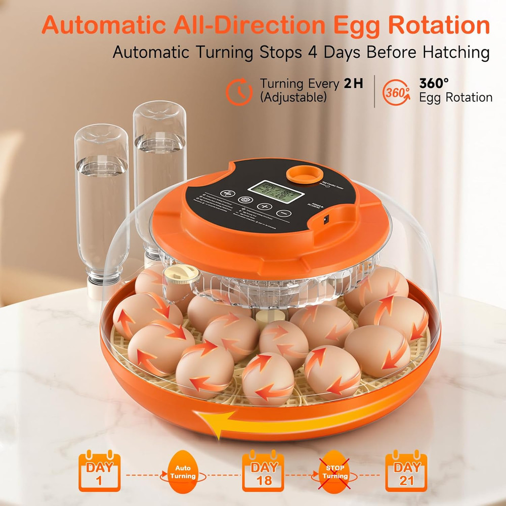 18 Egg Incubators for Hatching Eggs, Automatic Egg Turning and Humidity Control