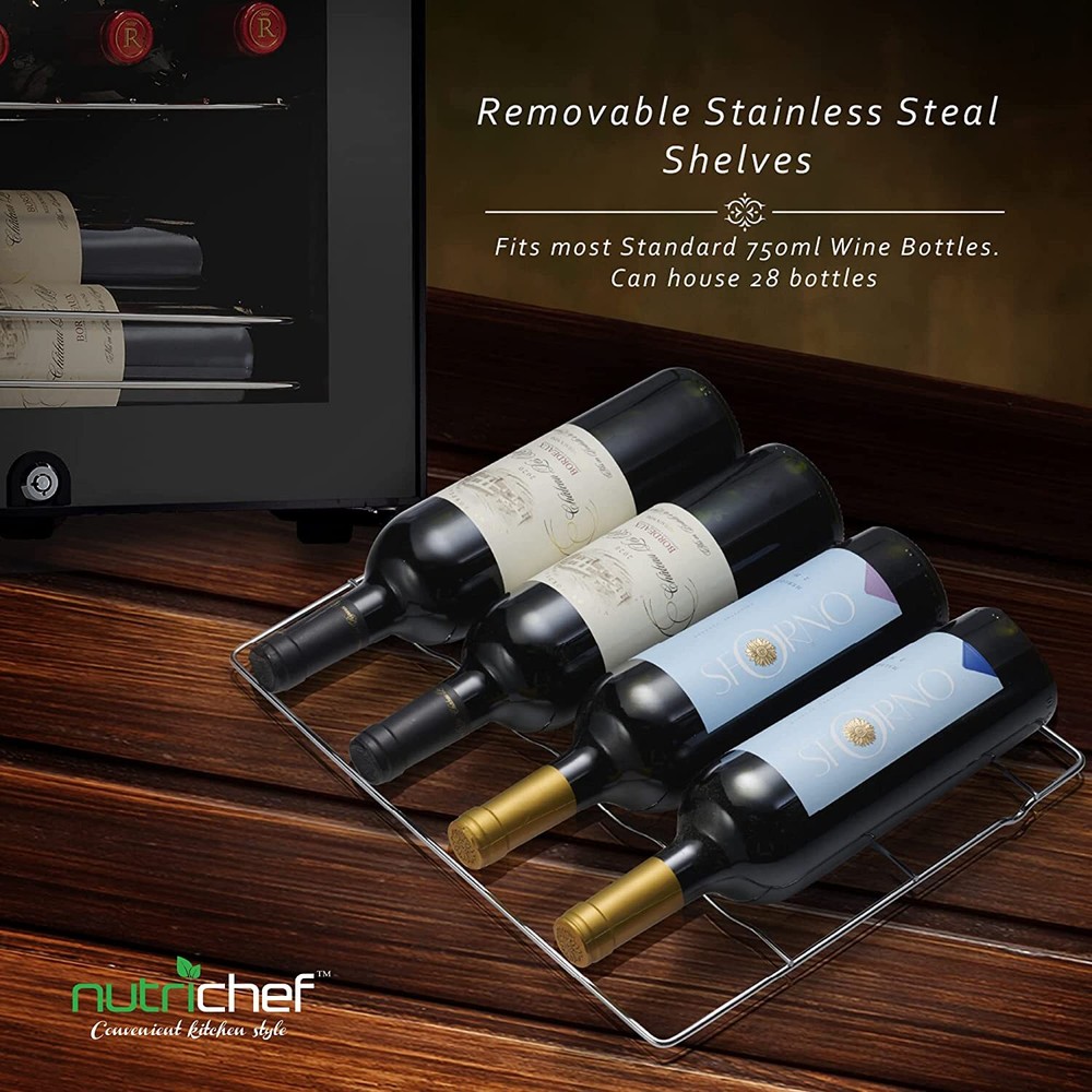 Nutrichef PKCWCDS285 28 Bottles Wine Cellar (Dual-Zone)