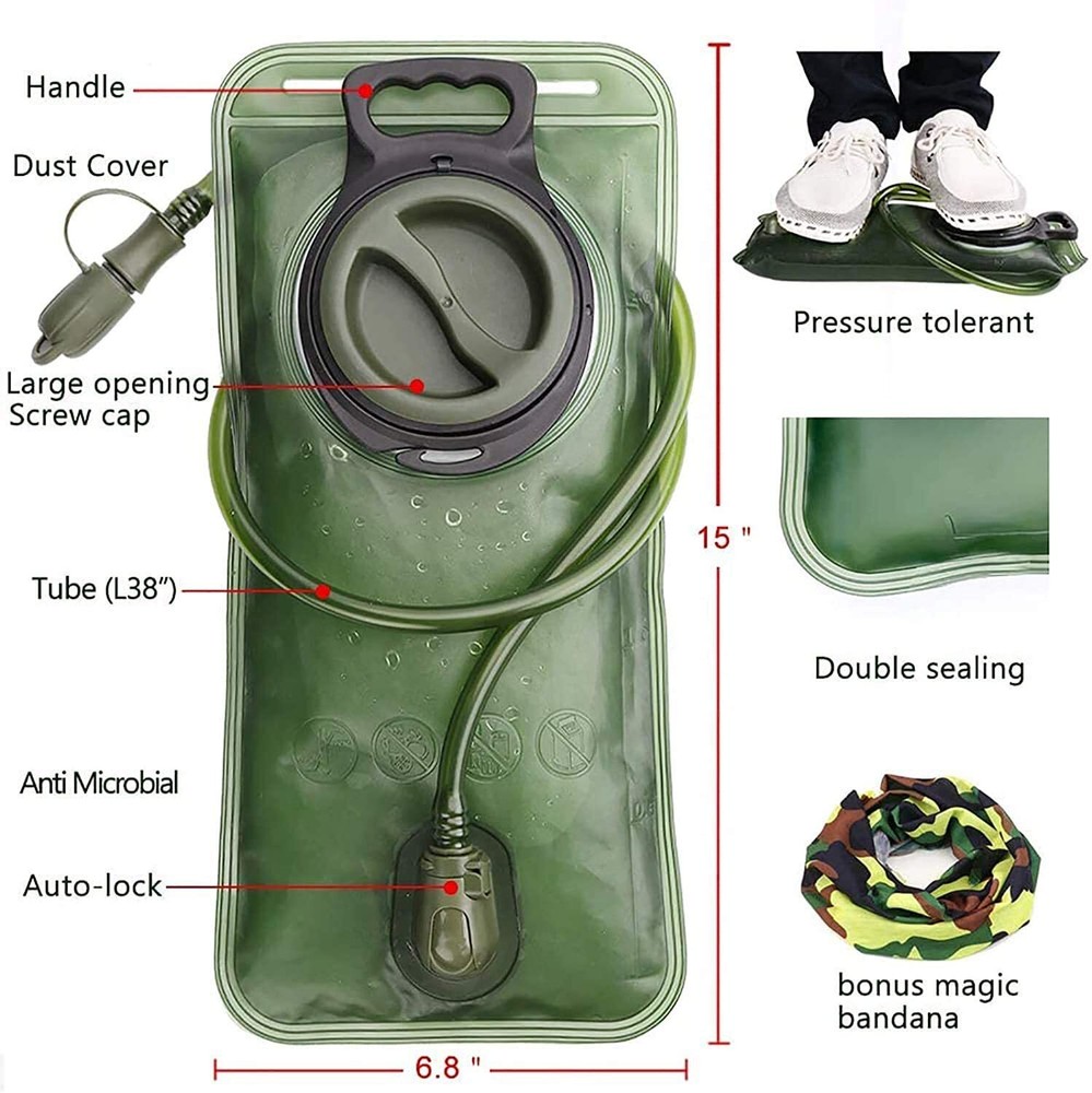 2L Water Bladder Backpack Hydration System Camel bak Pack Bag Camping Hiking US