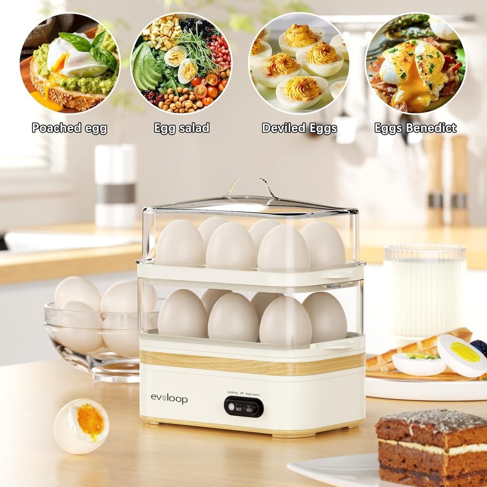 Rapid Egg Cooker Electric 12 Eggs Capacity, Soft, Medium, Hard Boiled, Poache...