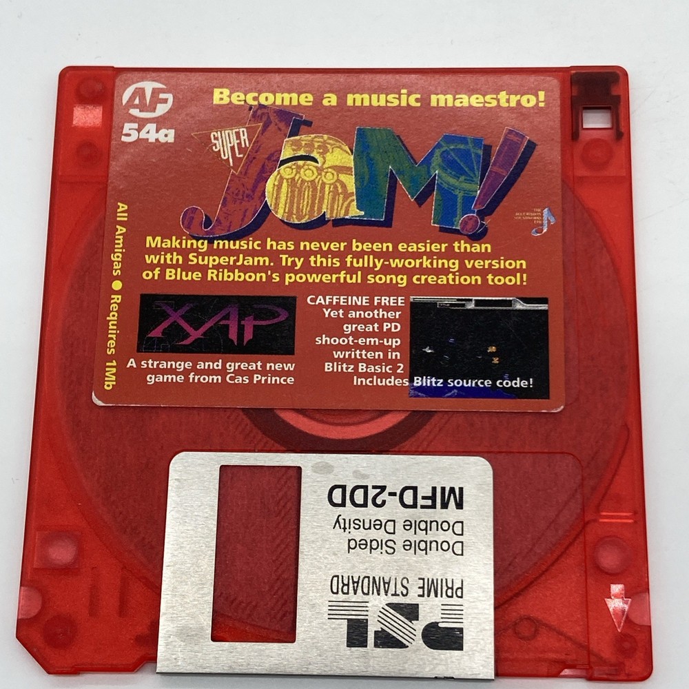 1993 Super Jam All Amiga red plastic 54a Floppy Disk  VTG Untested
