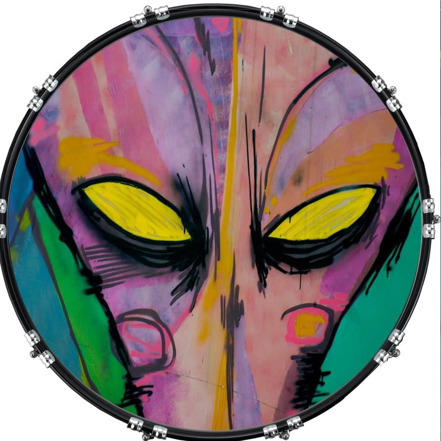 20" Custom Bass Kick Drum Front Head Skin Graphical Alien Art