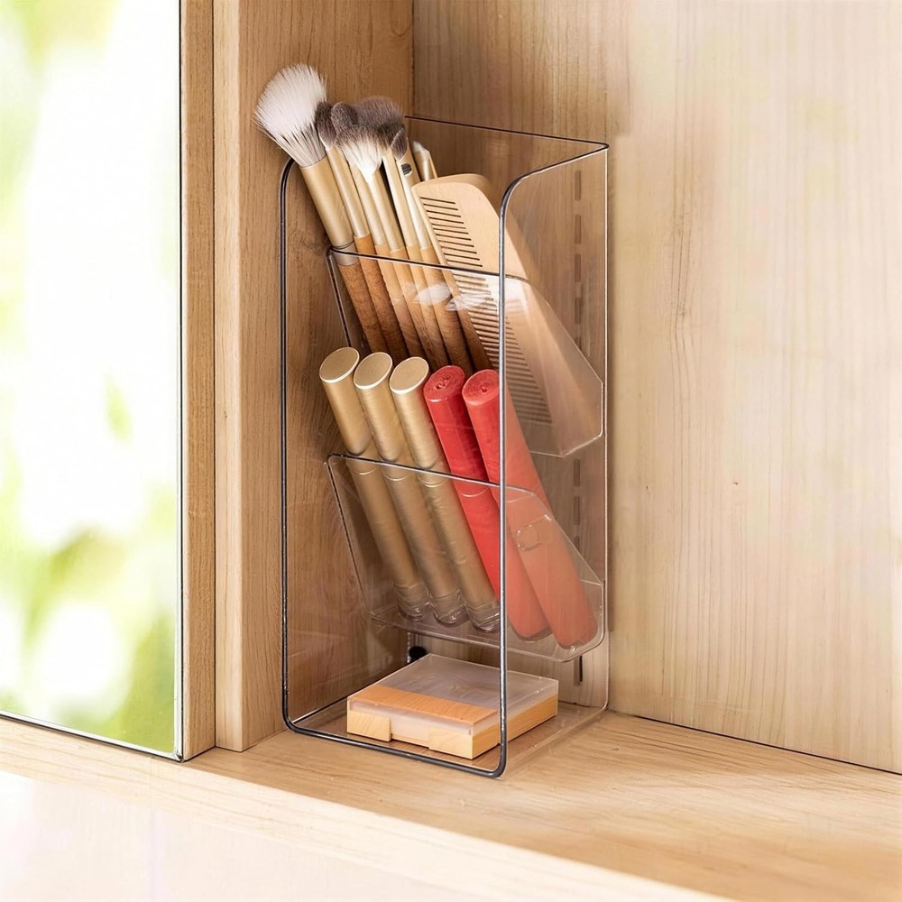 Medicine Cabinet Organizer 2 Pack Stackable Storage Drawers W/ Removable Divider