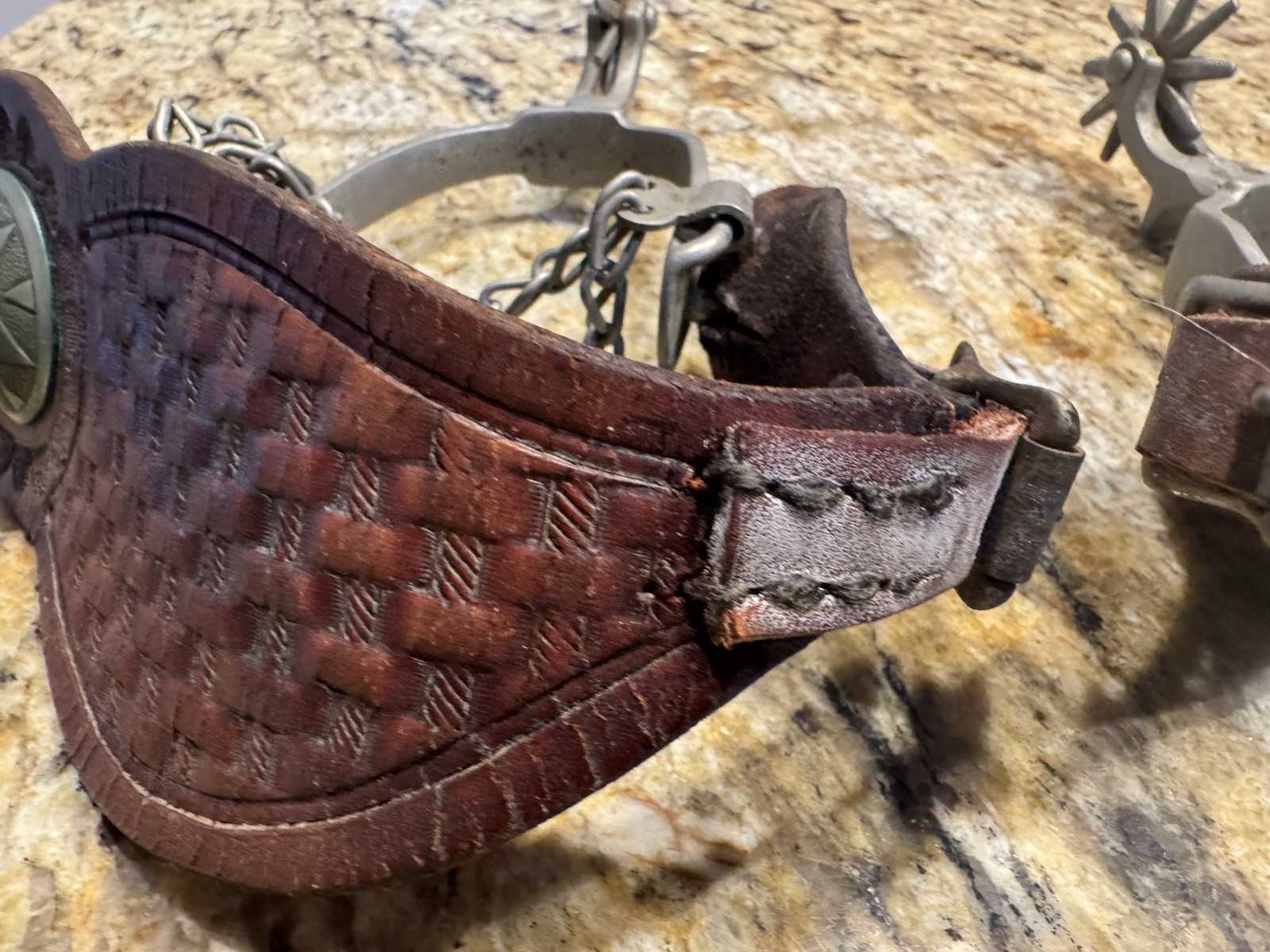 Vintage Western Cowboy Cowgirl Spurs Leather Strap As Found