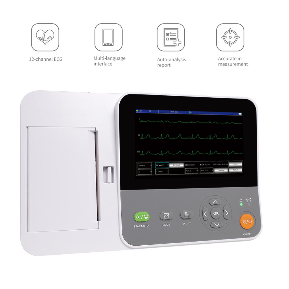 Touchscreen 6-channel 12-Lead ECG EKG Machine Electrocardiograph Interpretation