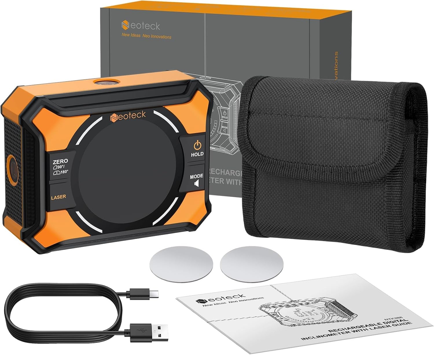 Neoteck 3-in-1 Digital Angle Finder Gauge Inclinometer Magnetic with Laser Level