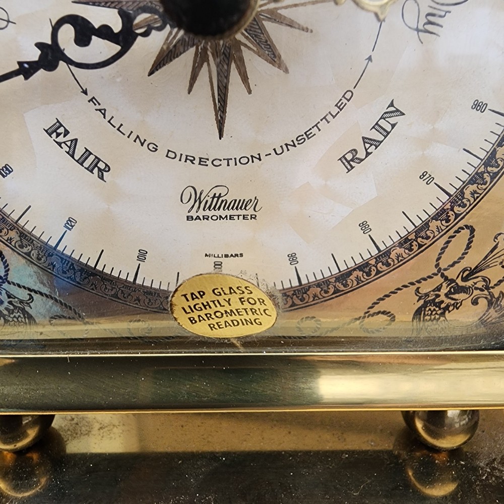 Vintage Brass Wittnauer Barometer Ornate Untested