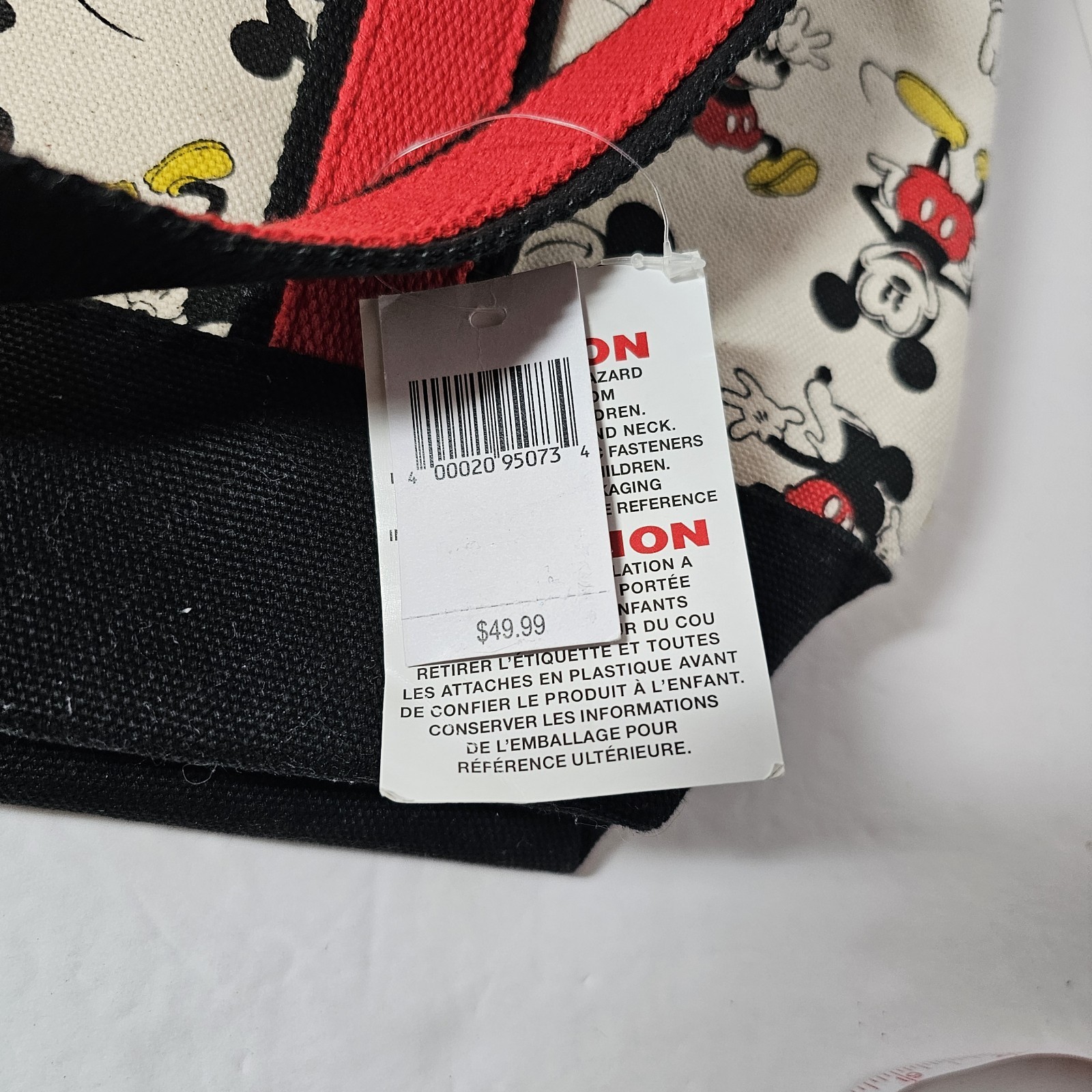 Disney Parks Walt World Canvas Mickey Mouse Allover Tote Bag Heavy Duty Zipper