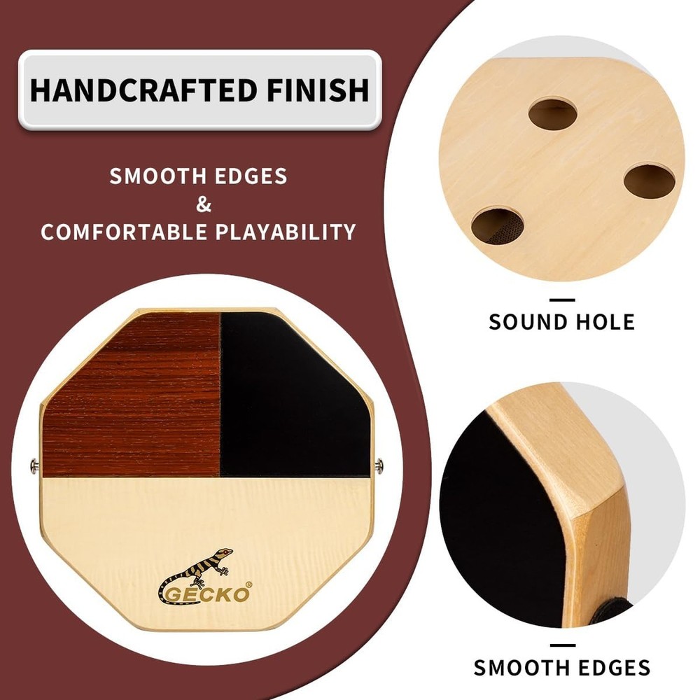 Cajon Drum, GECKO Mini Cajon Protable Hand Percussion Instrument (with strap)