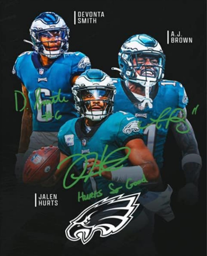 Jalen Hurts AJ Brown Devonta Smith Philly Eagles Signed 8x10 Photo Reprint