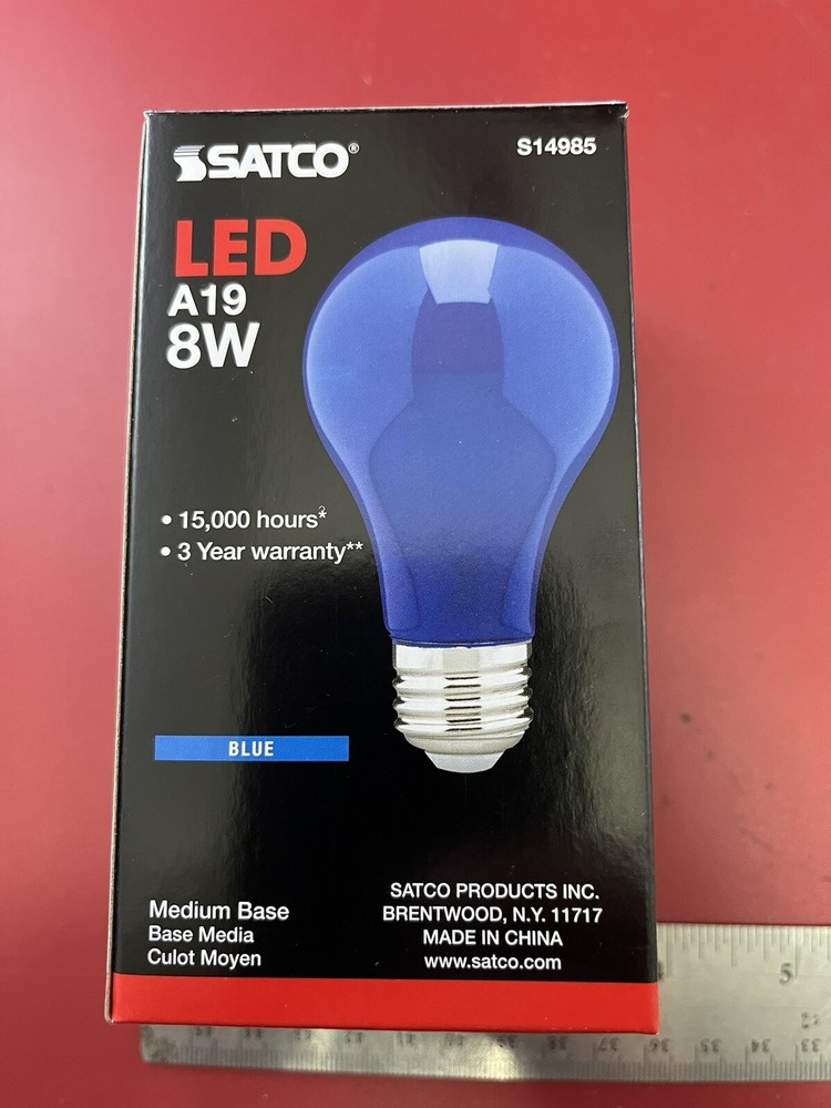 Satco S14985 Bulb A19 Medium Base 8W Damp Location Rated