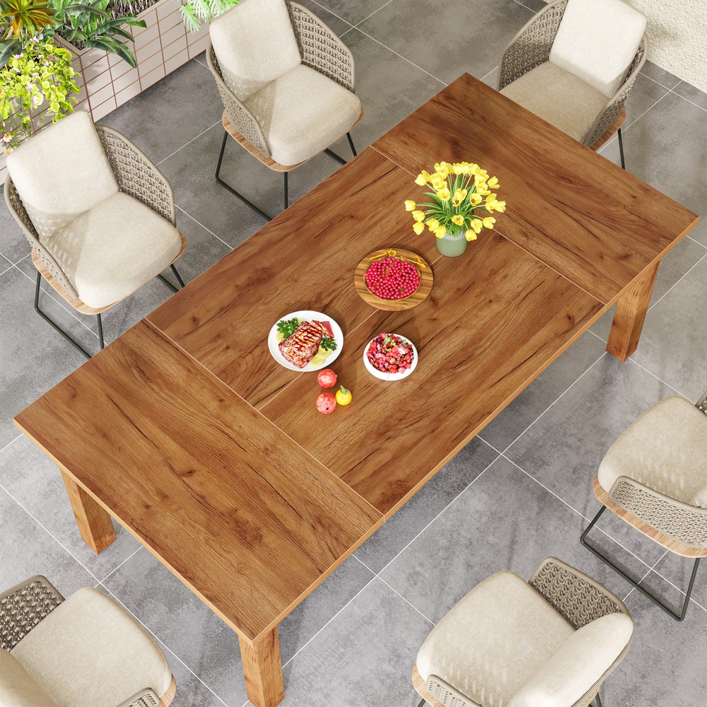 71" Wood Dining Table Large Rectangular Dinner Kitchen Table for 6 to 8 People