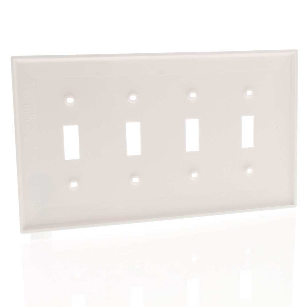 Leviton PJ4-W White 4-Gang Toggle Switch Unbreakable Nylon Midway Wallplate