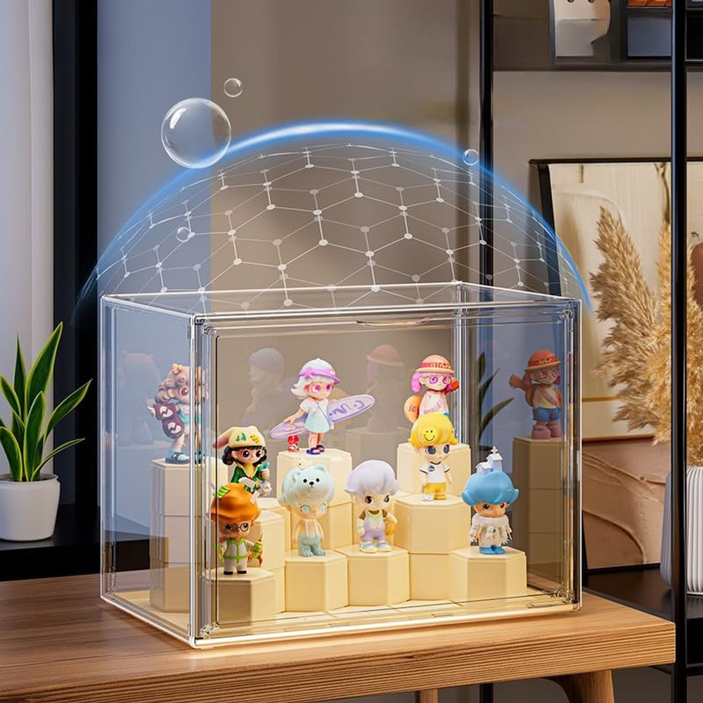 Large Capacity Doll Transparent Display Box Multifunction with Building Block...