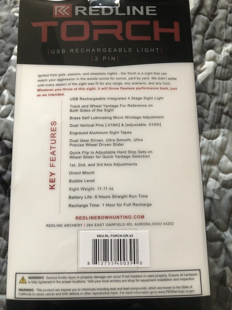 Redline 2-Pin Bow Sight - Right-hand - Grey