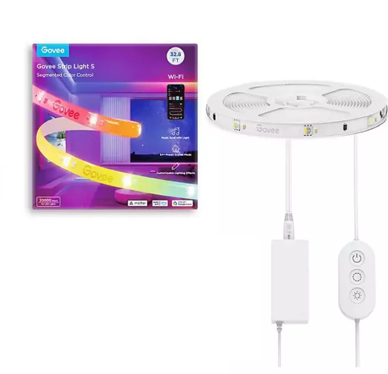 Govee RGBIC Wi-Fi + Bluetooth LED Strip Lights With Protective Coating with