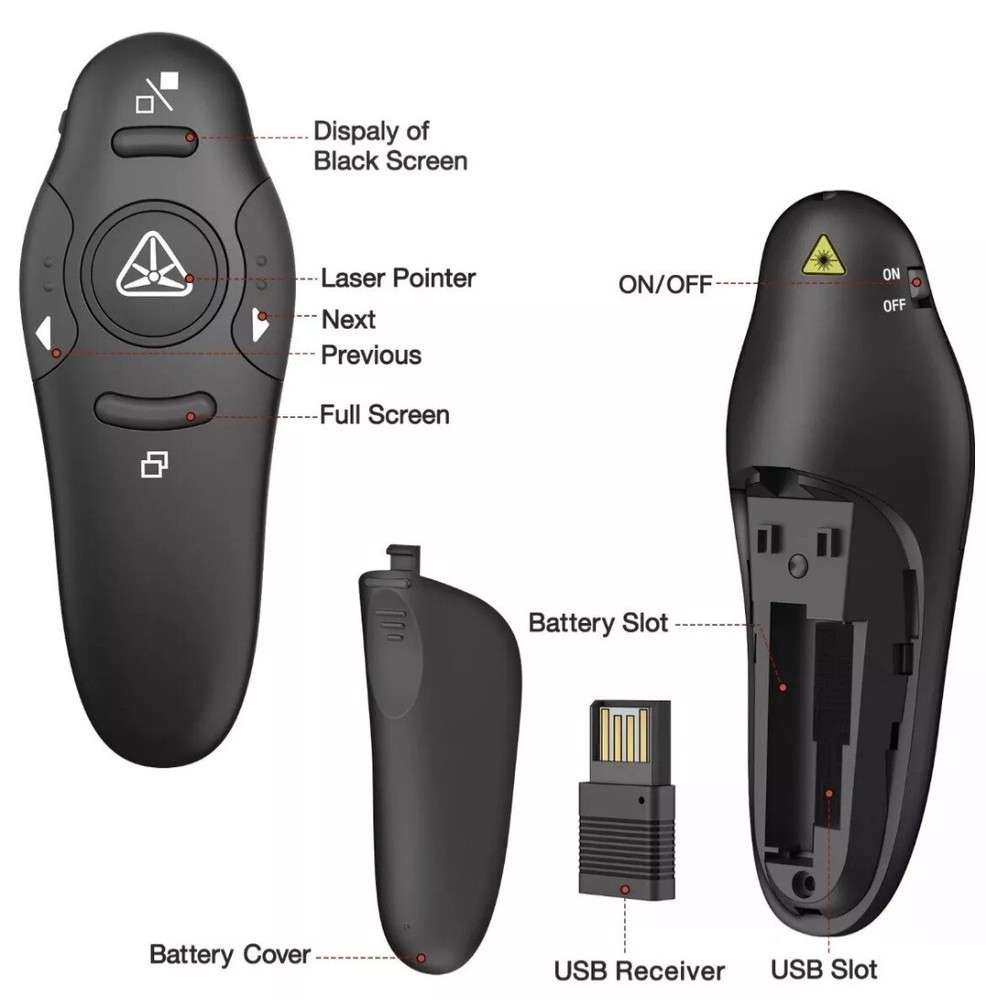 Power Point Presentation Wireless Laser Remote USB PPT PointerClicker NIB
