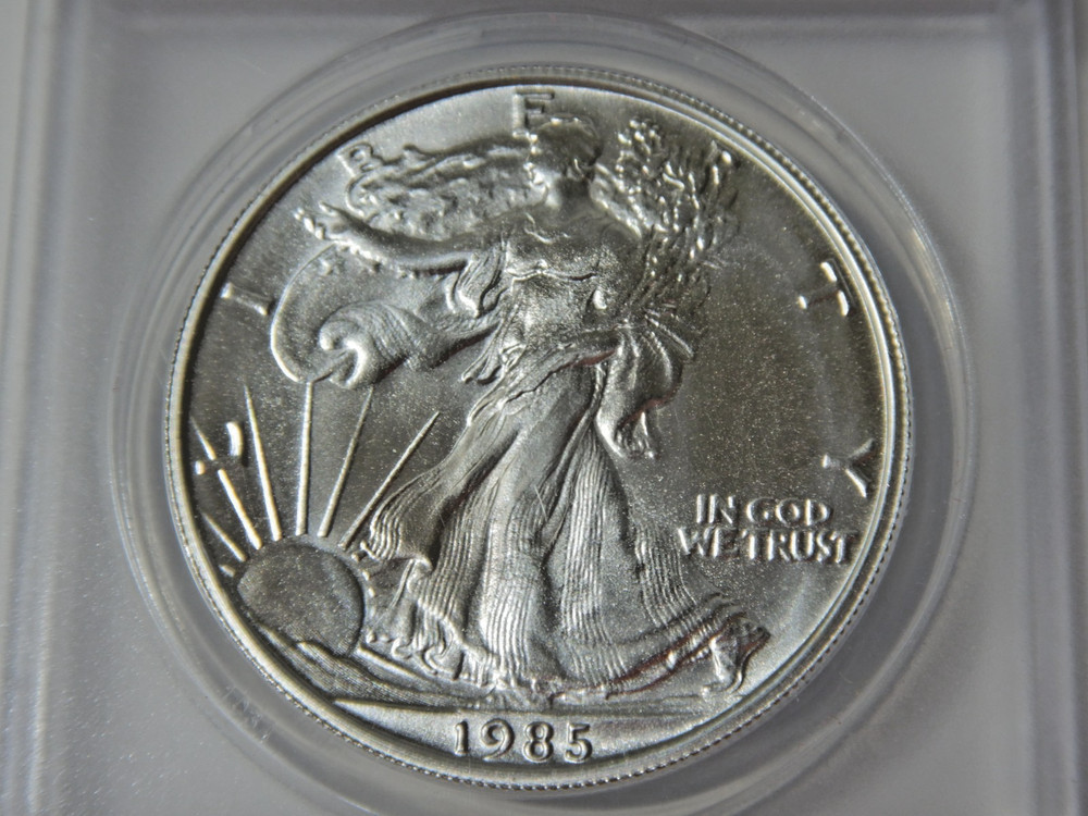 1985 DC Overstrike 1oz Mint State 69 Silver Eagle $1 Daniel Carr Fantasy coin