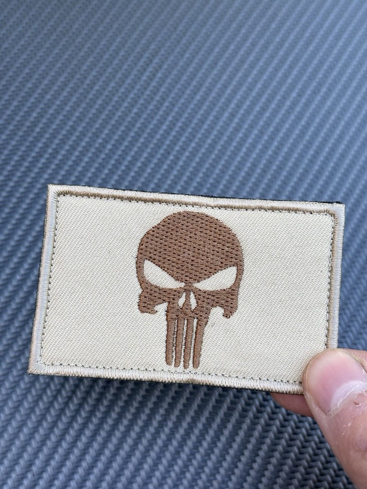 Punisher Skull Tactical Morale Patch Hook Loop Morale Badge Desert Tan