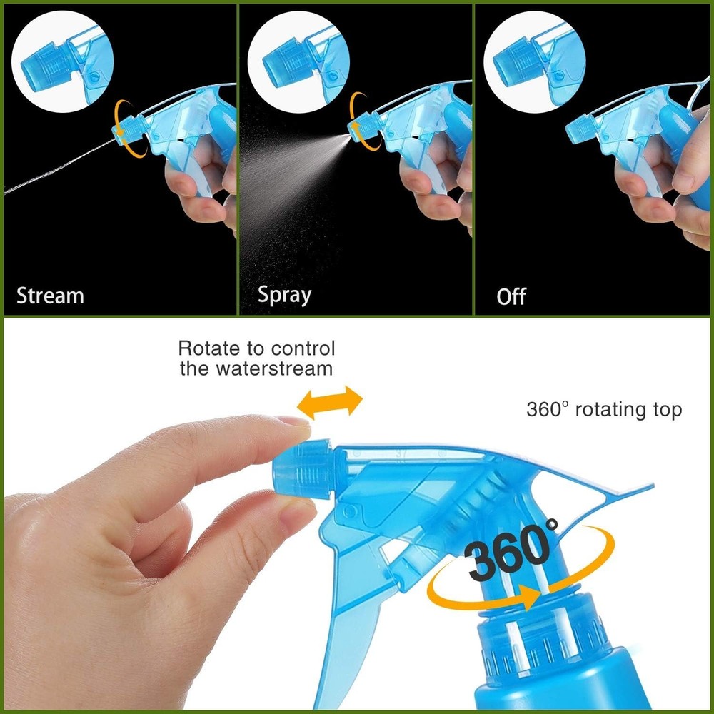 4 pack 8 Oz Empty Plastic Spray Bottles with Adjustable Nozzle - Durable Trigger