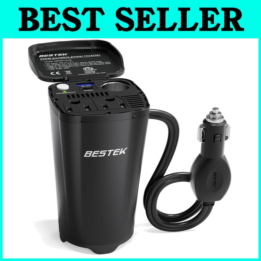 Portable 200W Car Plug Adapter with Fast Charging