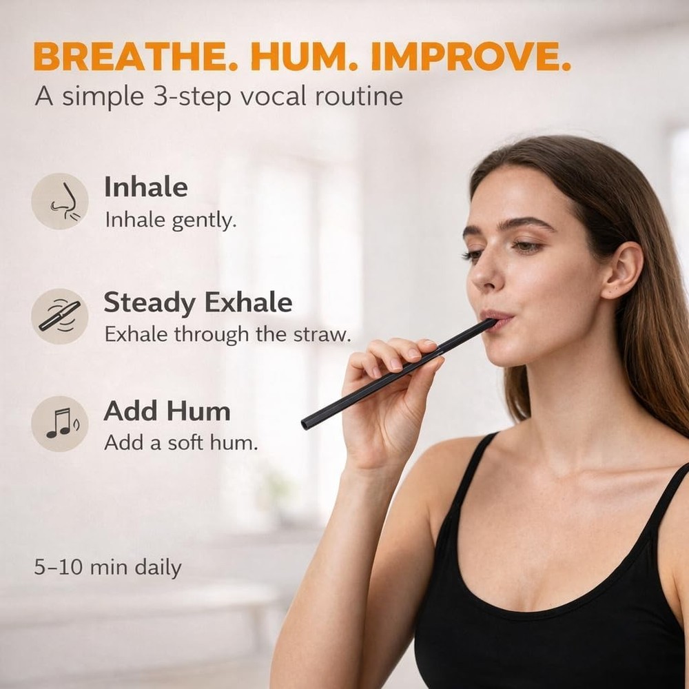 Singing Straw Vocal Training Set: 3 Titanium Straws with Case & Brush