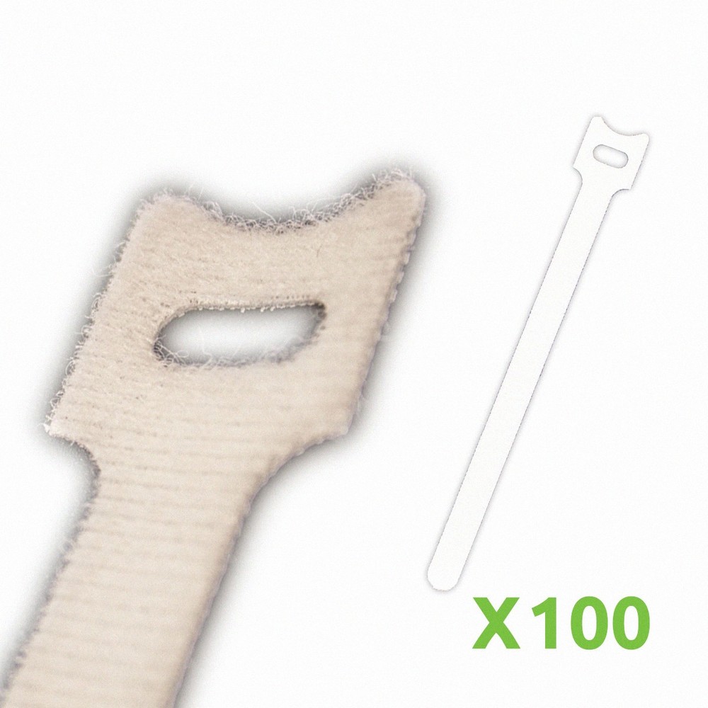 8 Inch Hook and Loop Reusable Strap Cable Cord Wire Ties 100 Pack White