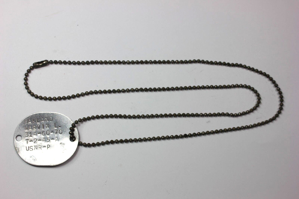 World War II USNR USN US Navy Oval Dog Tag Dated 2-1945