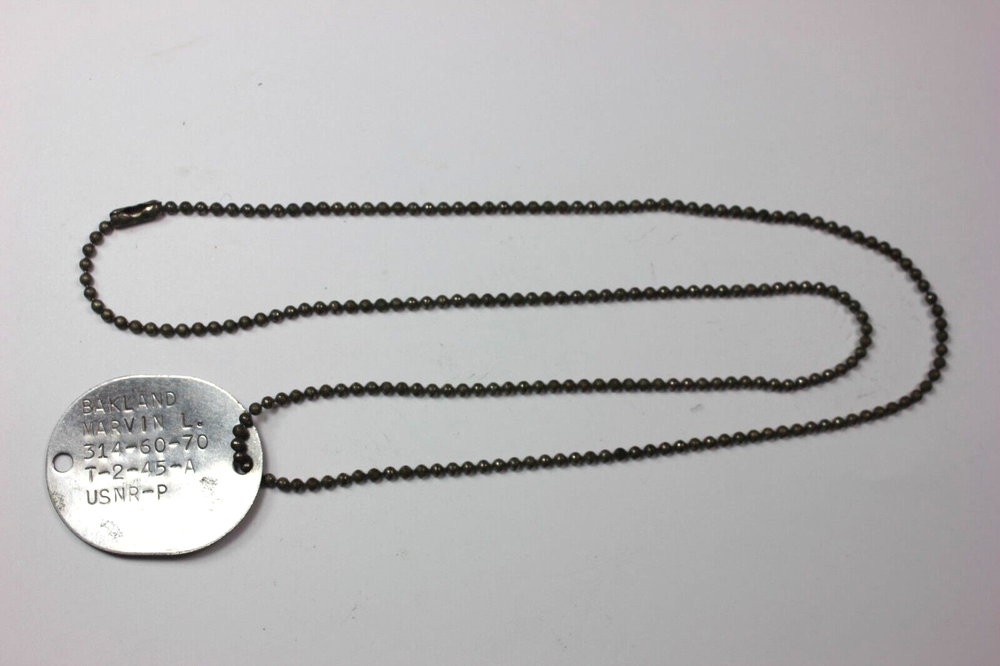 World War II USNR USN US Navy Oval Dog Tag Dated 2-1945