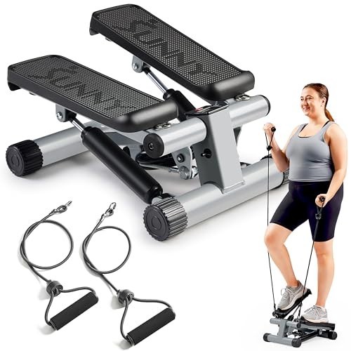 Mini Stepper for Home Exercise - Stair Step Workout Machine with Resistance Band
