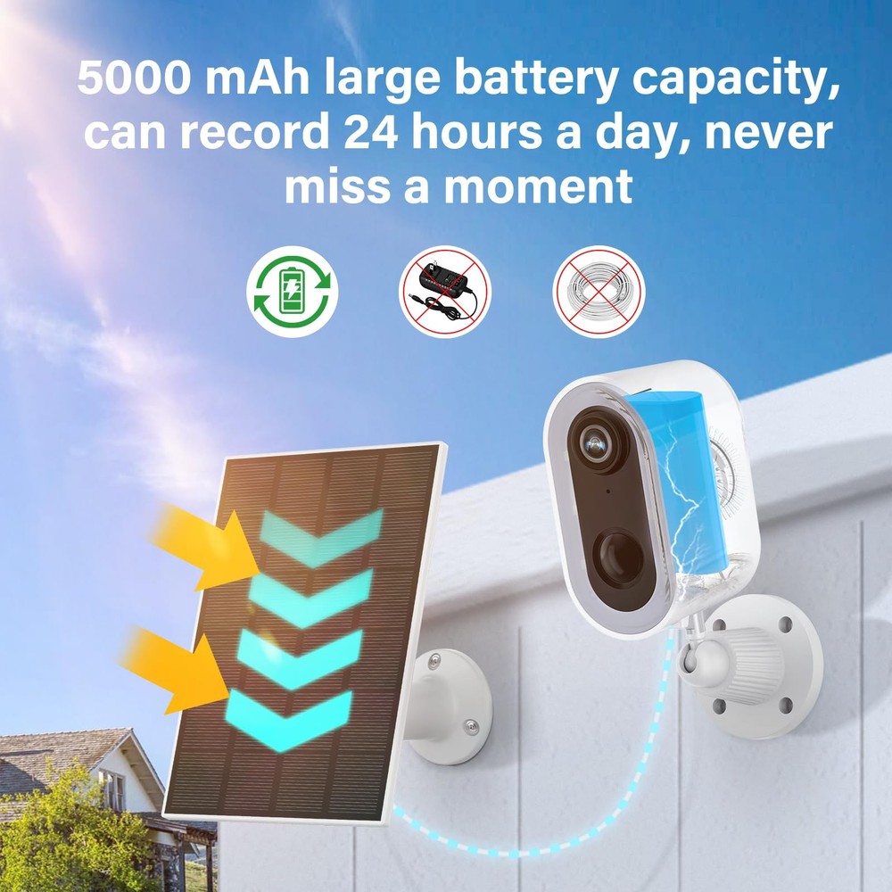 Solar Security Cameras Wireless Outdoor, Solar Camera for Home Security, Colo...