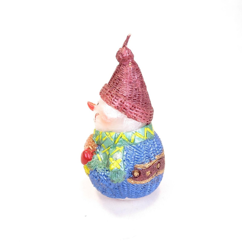 Bright Snowman 5" Tall Candle Wearing Sweater