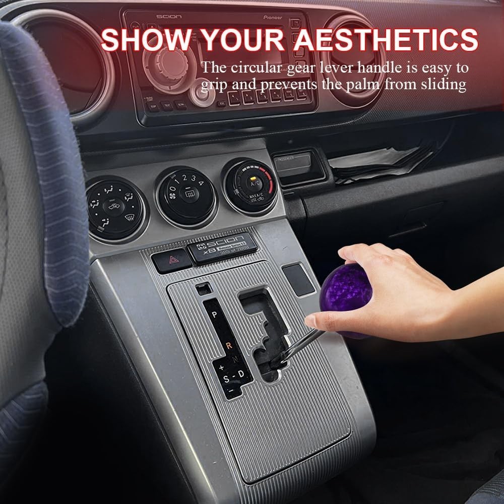 Shift Knob Manual Gear, Shifter Knobs, Acrylic Round Gear Shift Stick Purple