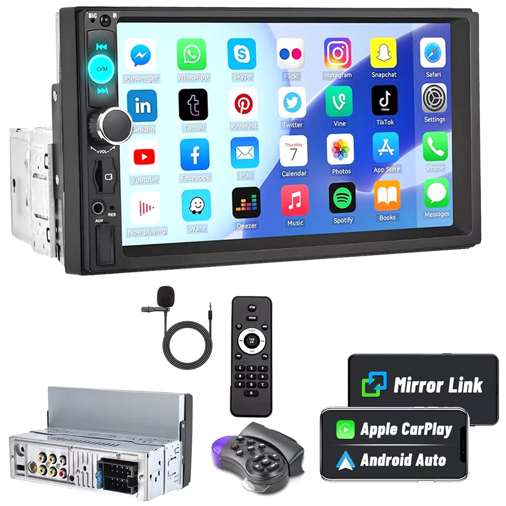 7"Single 1Din Touch Screen Stereo Bluetooth Car Radio Apple Android Carplay GPS