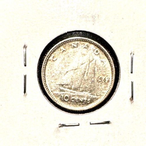 Canada 1943 ten cents KM 34 AU