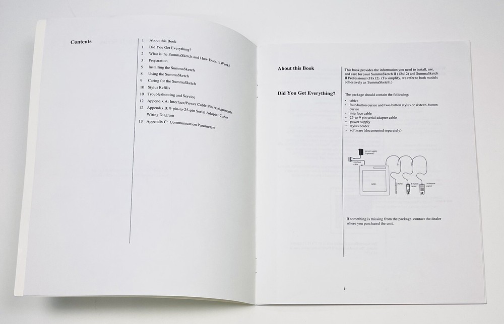 SummaGraphics SummaSketch II 2 Series Drivers/Utilities & USER'S GUIDE Only