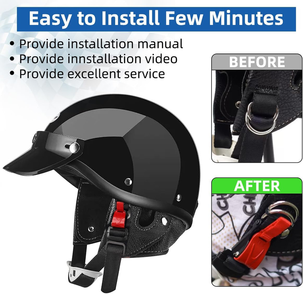 2Pcs Helmet Quick Release Buckle Replacement Kit, All Stainless Steel Ratcheted