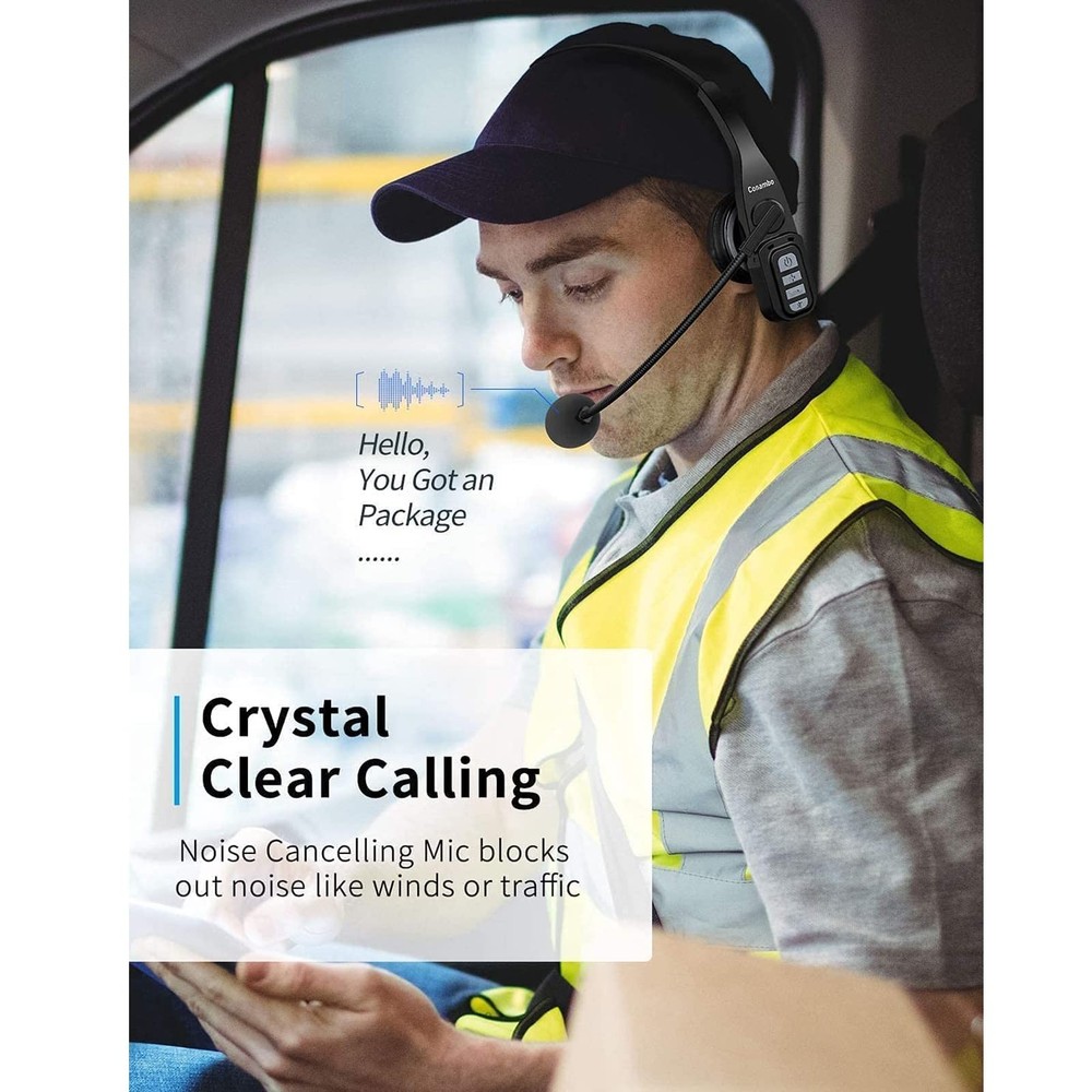 Conambo Trucker Bluetooth Headset 5.0 with Microphone Noise Cancelling Wirele...