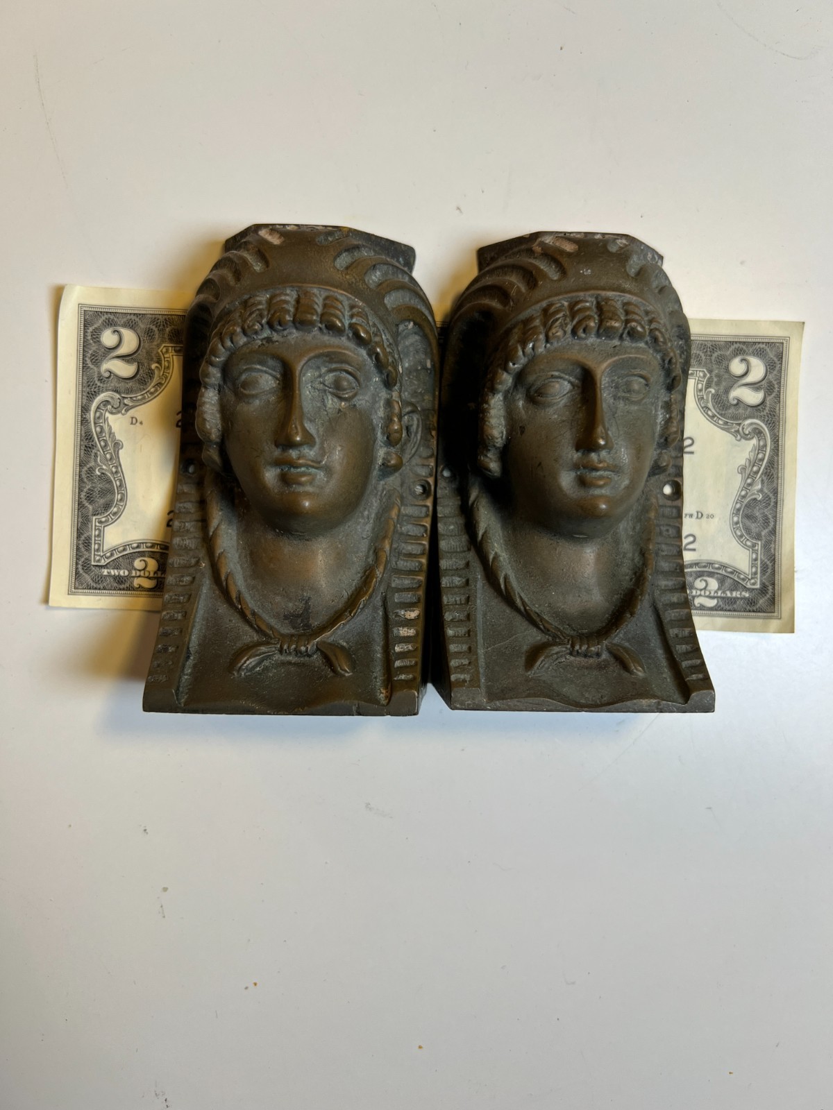 2: Antique Cast Brass Egyptian Revival Furniture Mounts Architectural Appliques