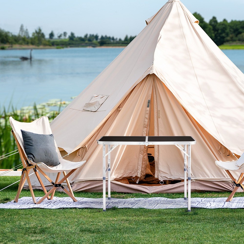 3ft Aluminum Alloy Folding Table Black