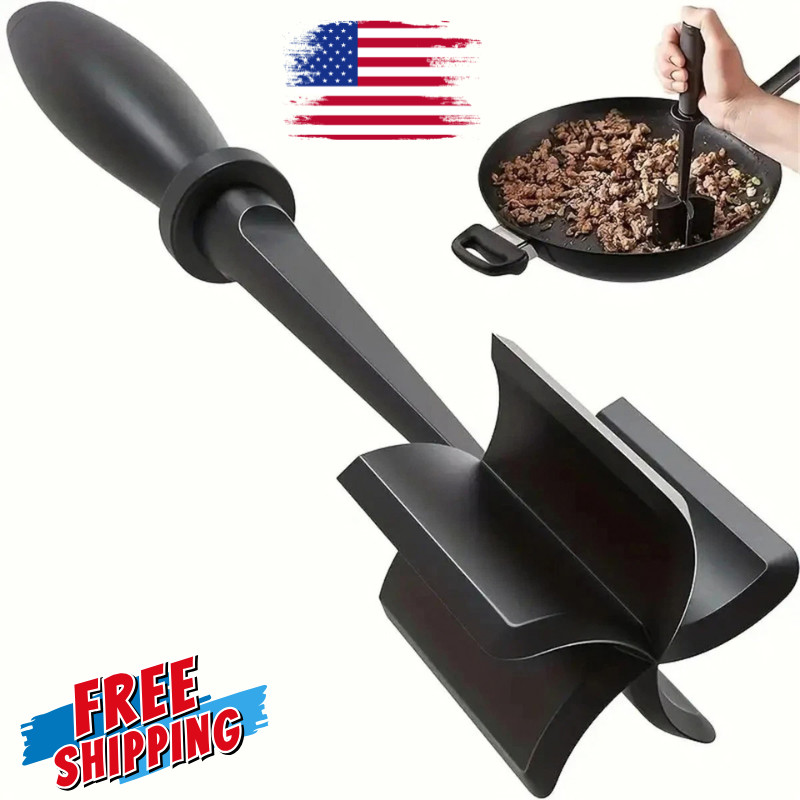 Pampered Chef Mix Chop Meat Chopper Black Nylon Crumble Mixer Masher