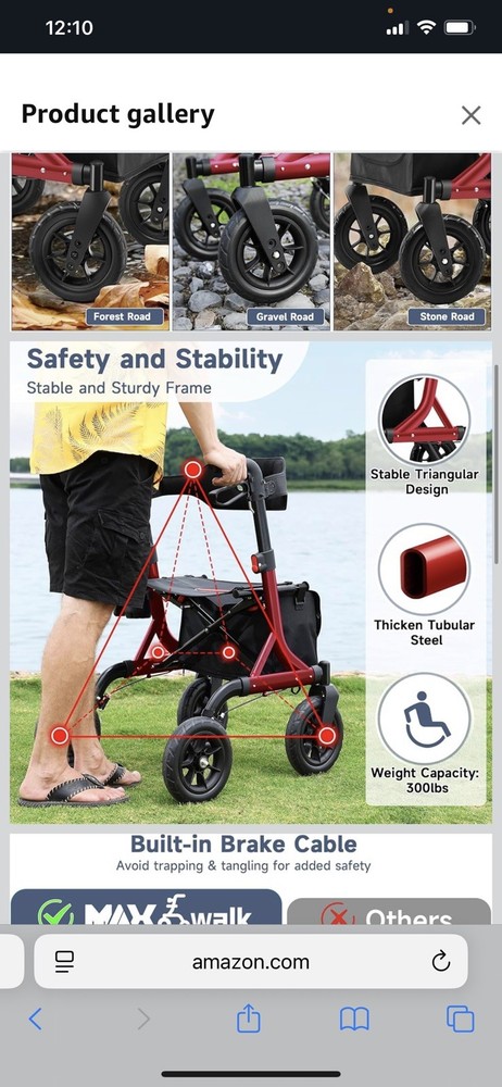 Rollator Walker for Seniors, Lightweight Foldable All Terrain Rolling Walker wit