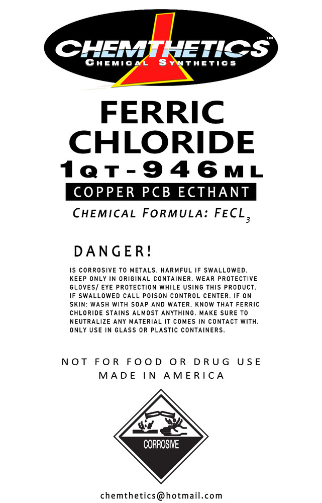 Ferric Chloride 38-42% Solution One Quart Copper Etchant