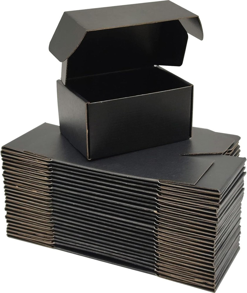 Small Black Shipping Boxes - 25 Pack Corrugated Cardboard Mailing Box Packaging