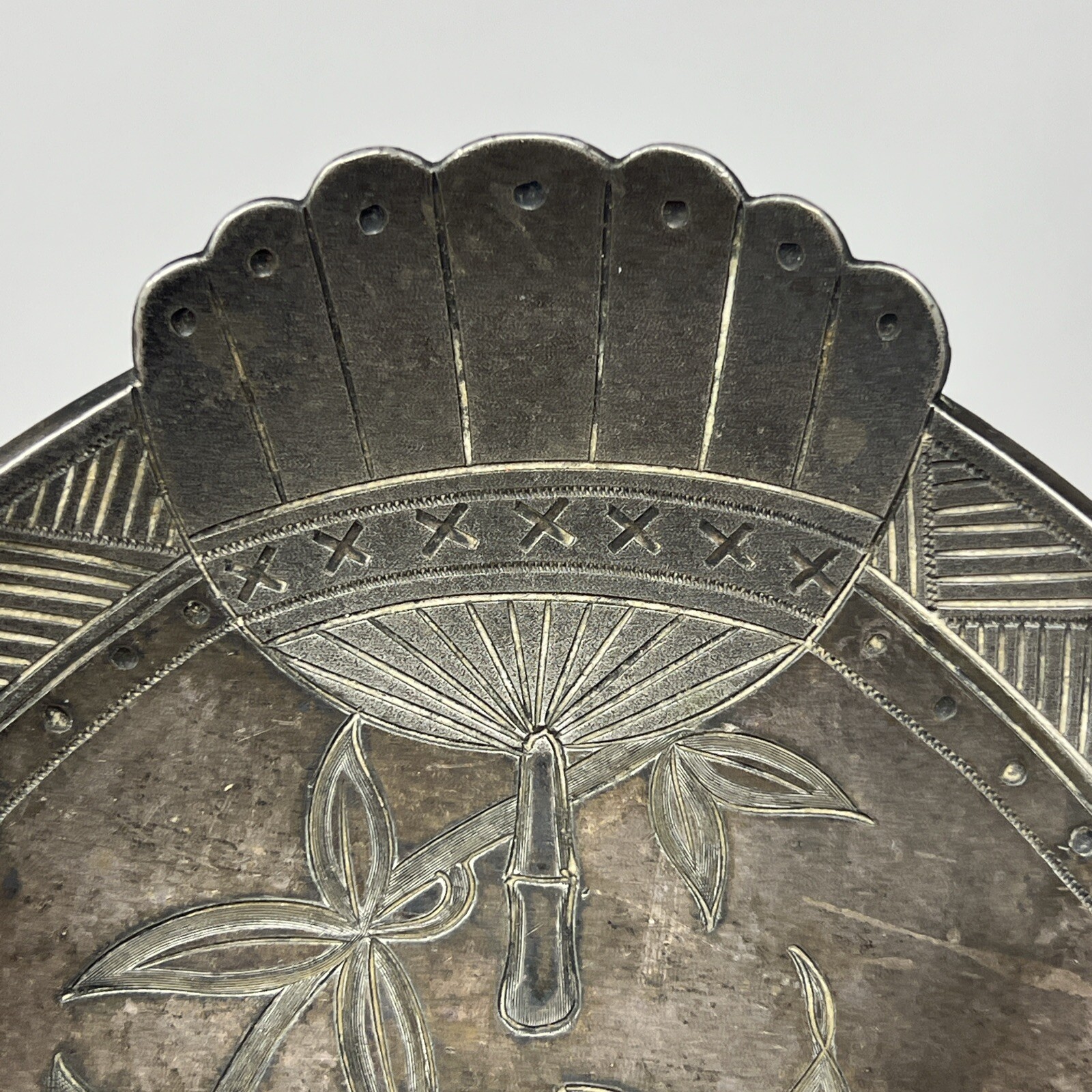 Antique Dog Figural Calling Card ? Silver Plate Tray Stand Simpson Hall Miller