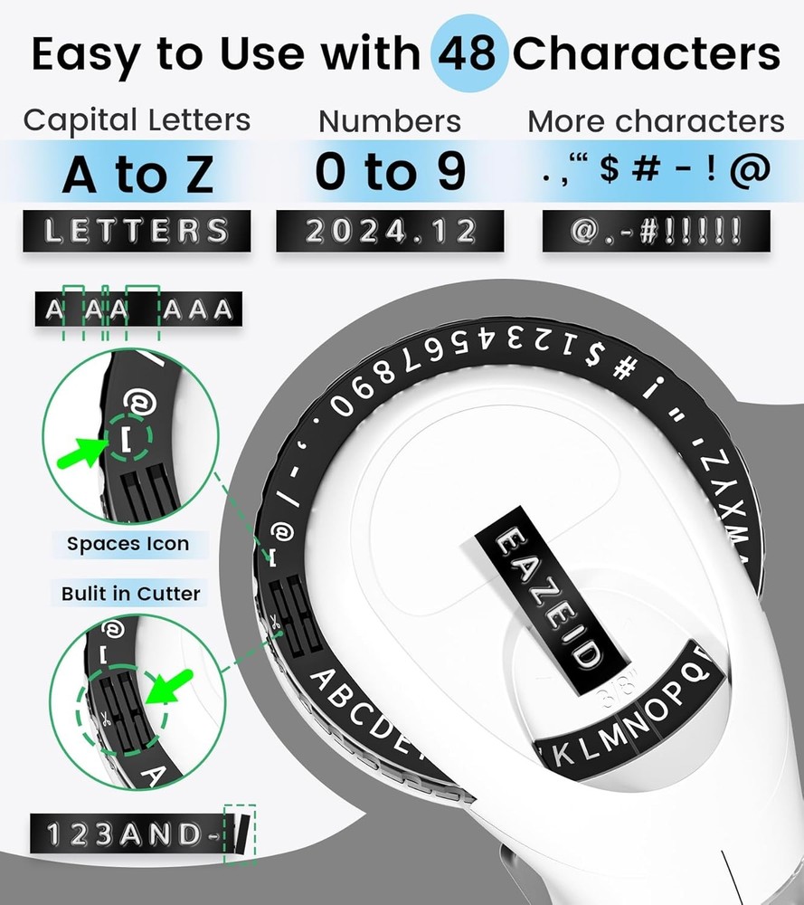 Vintage Embossed Label Maker Machine with Tapes Retro