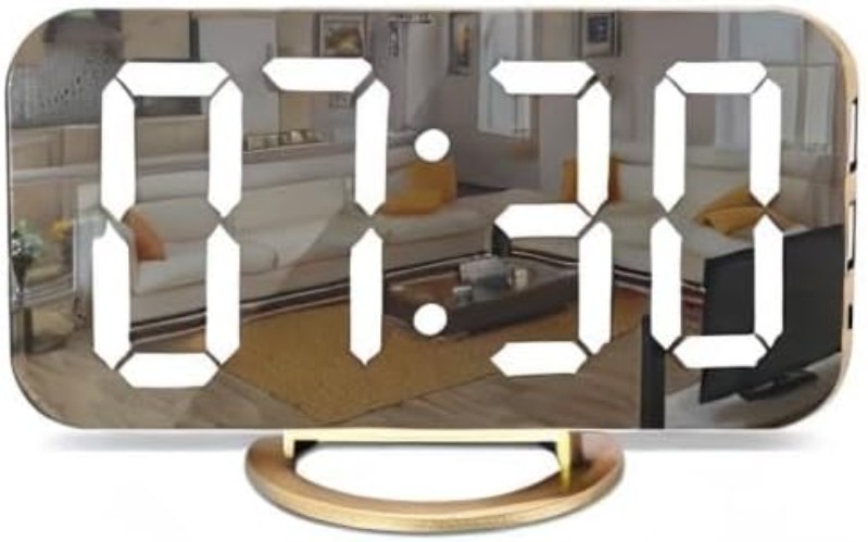 Digital Alarm Clock - Gold - Modern Style